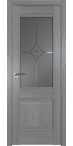 Межкомнатная дверь Profildoors 2XN Грувд серый Стекло Узор графит с прозрачным фьюзингом(ромб)