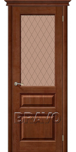 Межкомнатная дверь BRAVO ПО М5 Т-06 (Темный Лак) Стекло "Кристалл"