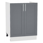 Прямая кухня Сканди-01 Graphite Softwood/ Белый - Шкаф нижний под мойку с 2 дверцами «Сканди» Ш600 (Белый/Graphite Softwood)