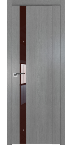 Межкомнатная дверь Profildoors 62XN Грувд серый Стекло Lacobel Коричневый лак