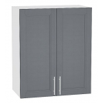 Прямая кухня Сканди-03 Graphite Softwood / Белый - Шкаф верхний с 2 дверцами «Сканди» В920 Ш600 (Белый/Graphite Softwood)