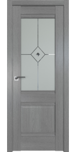 Межкомнатная дверь Profildoors 2XN Грувд серый Стекло Узор матовое с прозрачным фьюзингом(ромб)