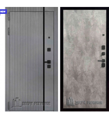 Входная дверь Двери регионов Президент Лайн Титан, Силк титан + черный пластик / Цемент светлый