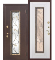 Входная дверь Ферони со стеклопакетом Плющ Белый ясень
