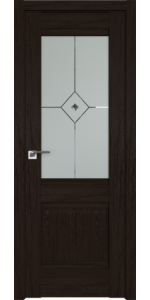 Межкомнатная дверь Profildoors 2XN Дарк браун Стекло Узор матовое с прозрачным фьюзингом(ромб)
