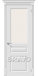 Межкомнатная дверь BRAVO Скинни-15.1 Whitey White Сrystal