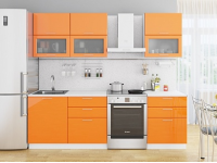 Прямая кухня Валерия-М-01 Оранжевый глянец